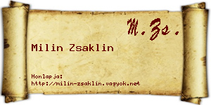 Milin Zsaklin névjegykártya